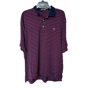 Polo Golf Ralph Lauren Shirt Men’s Lg Blue Red Stripes Short Sleeve Preppy